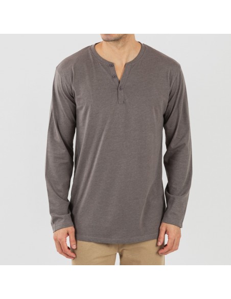 Pigiama lungo uomo con bottoni grigio - sabbia