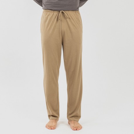 Pigiama lungo uomo con bottoni grigio - sabbia