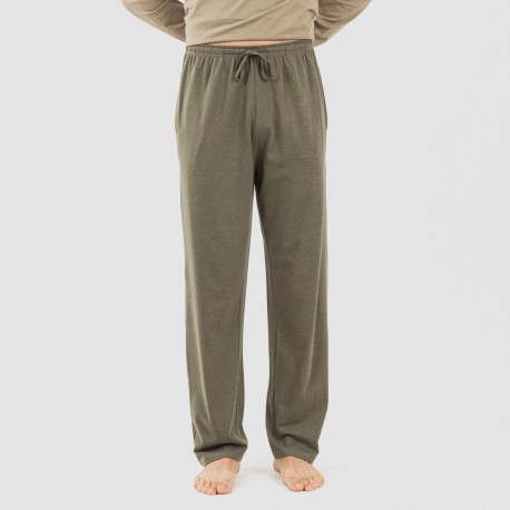 Pigiama lungo uomo con bottoni verde militare - verde scuro