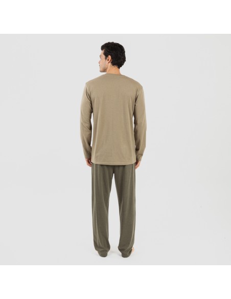 Pigiama lungo uomo con bottoni verde militare - verde scuro Pigiama lungo uomo con bottoni verde militare - verde scuro