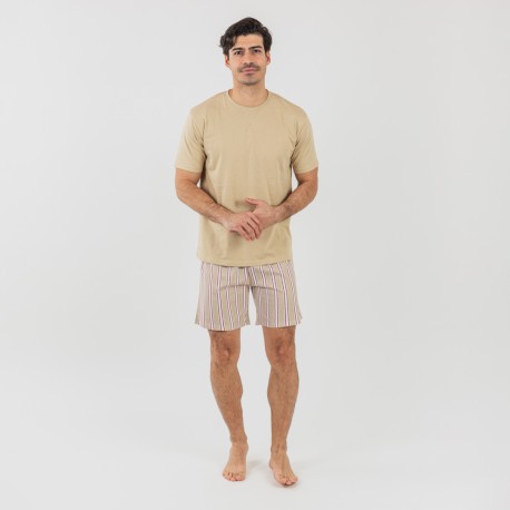 Pigiama corto cotone uomo Raya Ico beige