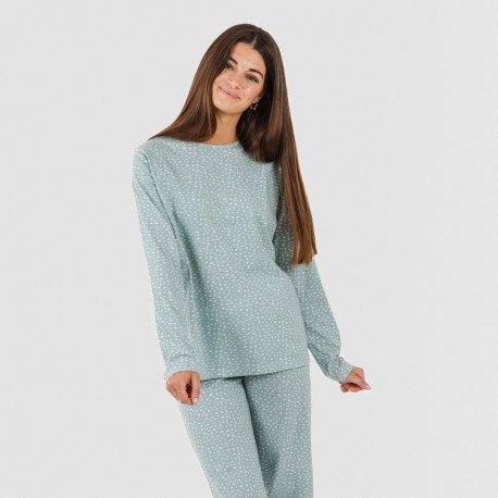 Pigiama lungo cotone Anita verde sbiadito