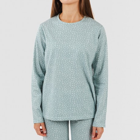 Pigiama lungo cotone Anita verde sbiadito