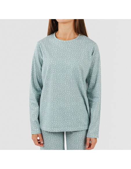 Pigiama lungo cotone Anita verde sbiadito Pigiama lungo cotone Anita verde sbiadito