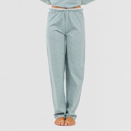 Pigiama lungo cotone Anita verde sbiadito