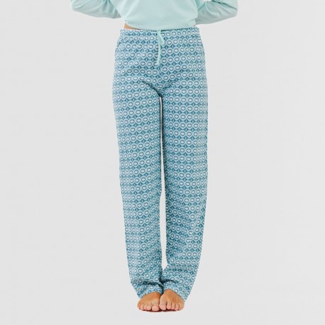 Pigiama lungo cotone Galieni turchese