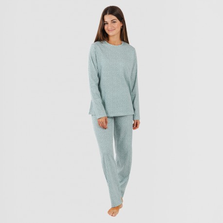 Pigiama lungo cotone Anita verde sbiadito