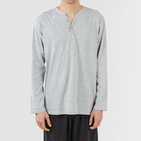 Pigiama lungo uomo con bottoni grigio perla - antracite