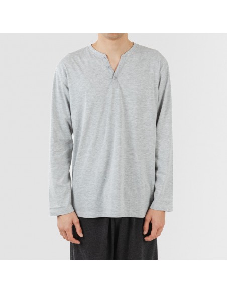 Pigiama lungo uomo con bottoni grigio perla - antracite Pigiama lungo uomo con bottoni grigio perla - antracite