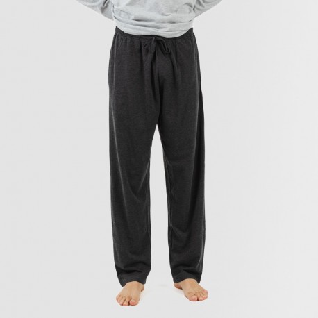 Pigiama lungo uomo con bottoni grigio perla - antracite