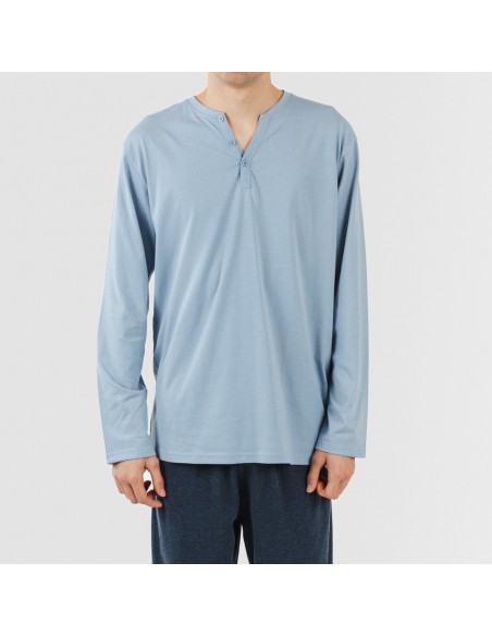 Pigiama lungo uomo con bottoni indaco - blu navy Pigiama lungo uomo con bottoni indaco - blu navy