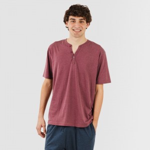 Pigiama lungo uomo manica corta con bottoni bordeaux - blu navy