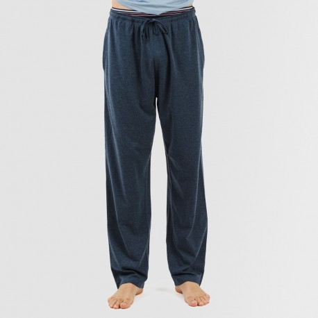 Pigiama lungo uomo manica corta con bottoni indaco - blu navy