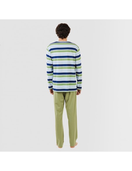 Pigiama lungo uomo cotone Brent verde militare pijama-algodon