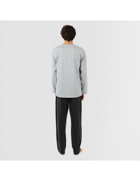 Pigiama lungo uomo con bottoni grigio perla - antracite Pigiama lungo uomo con bottoni grigio perla - antracite