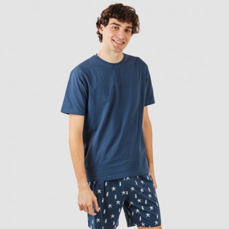 Pigiama corto cotone uomo Aaron blu navy pijama-corto-algodon