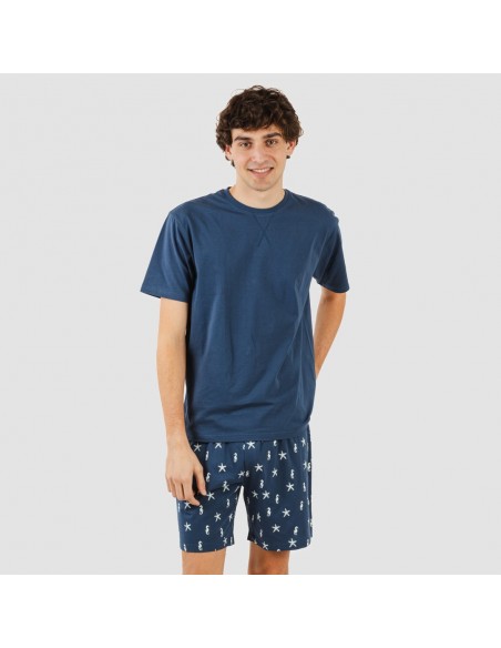 Pigiama corto cotone uomo Aaron blu navy pijama-corto-algodon