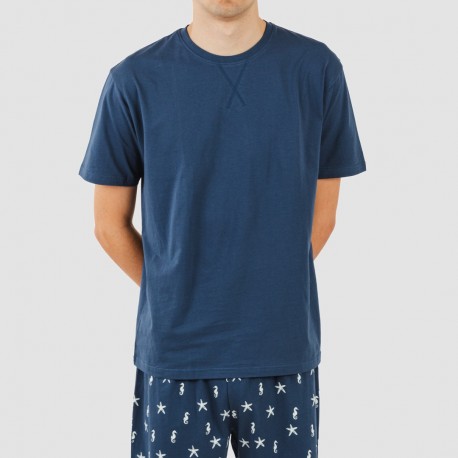 Pigiama corto cotone uomo Aaron blu navy