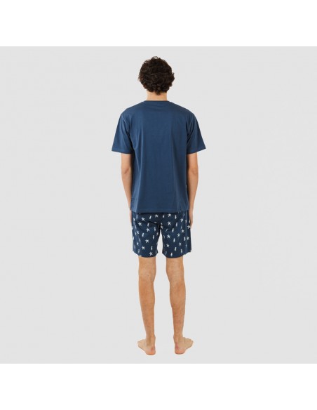Pigiama corto cotone uomo Aaron blu navy pijama-corto-algodon