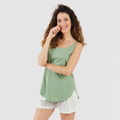 Pigiama corto canotta cotone Nevada verde