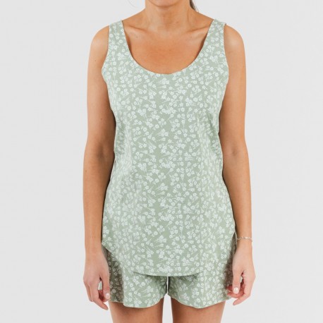 Pigiama corto canotta cotone Oniris verde militare