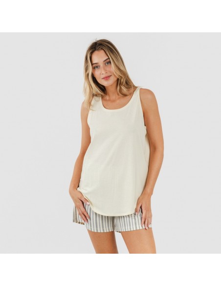Pigiama corto canotta cotone Raya Brighton bianco antico Pigiama corto canotta cotone Raya Brighton bianco antico