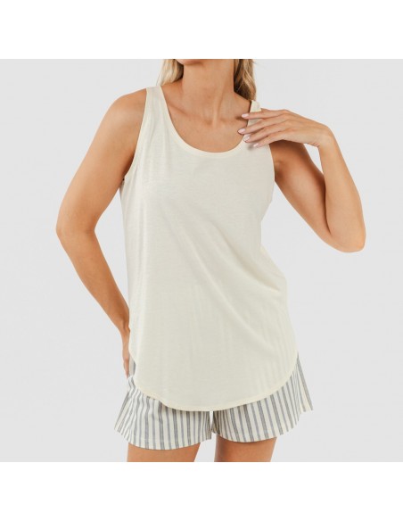 Pigiama corto canotta cotone Raya Brighton bianco antico Pigiama corto canotta cotone Raya Brighton bianco antico