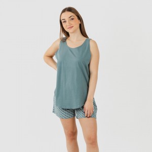 Pigiama corto canotta cotone Tiara turchese