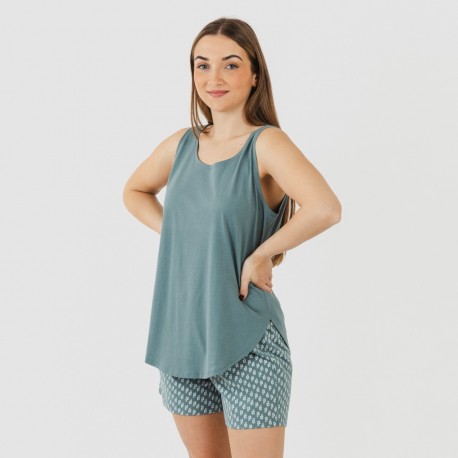 Pigiama corto canotta cotone Tiara turchese