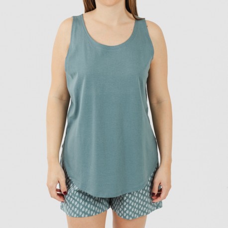Pigiama corto canotta cotone Tiara turchese