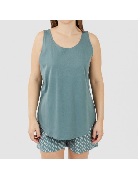 Pigiama corto canotta cotone Tiara turchese Pigiama corto canotta cotone Tiara turchese