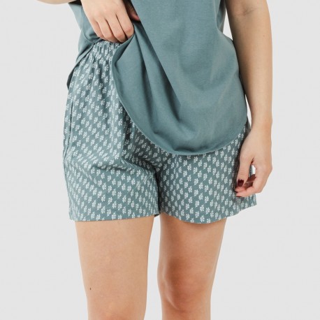 Pigiama corto canotta cotone Tiara turchese