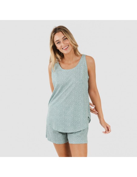 Pigiama corto canotta cotone Anita verde sbiadito