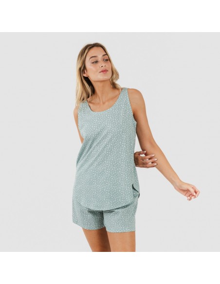 Pigiama corto canotta cotone Anita verde sbiadito