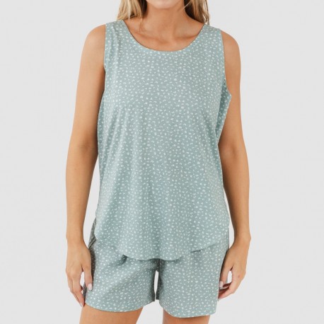 Pigiama corto canotta cotone Anita verde sbiadito