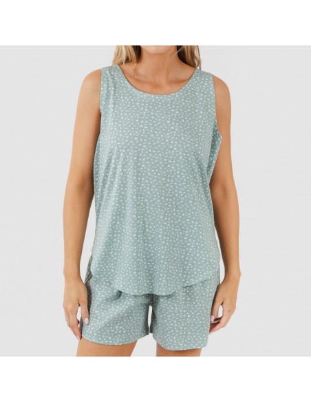 Pigiama corto canotta cotone Anita verde sbiadito