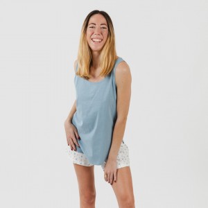 Pigiama corto canotta cotone Inés indaco 2