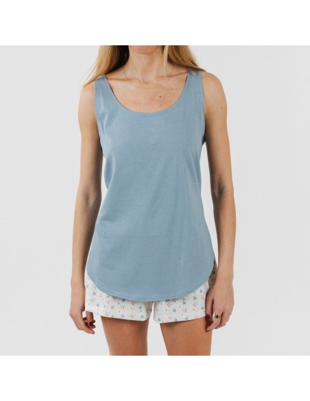 Pigiama corto canotta cotone Inés indaco Pigiama corto canotta cotone Inés indaco