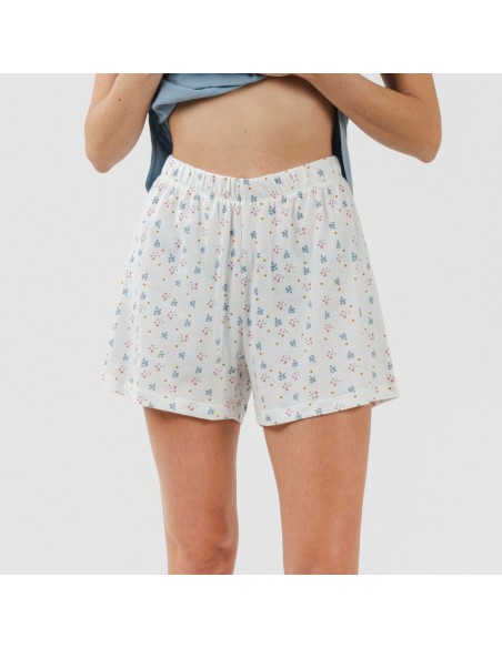 Pigiama corto canotta cotone Inés indaco Pigiama corto canotta cotone Inés indaco