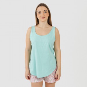 Pigiama corto canotta cotone Salima verde acqua