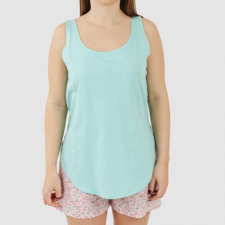 Pigiama corto canotta cotone Salima verde acqua