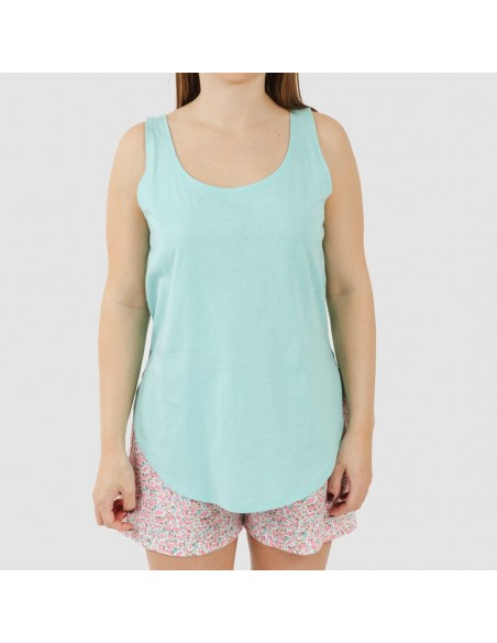 Pigiama corto canotta cotone Salima verde acqua Pigiama corto canotta cotone Salima verde acqua
