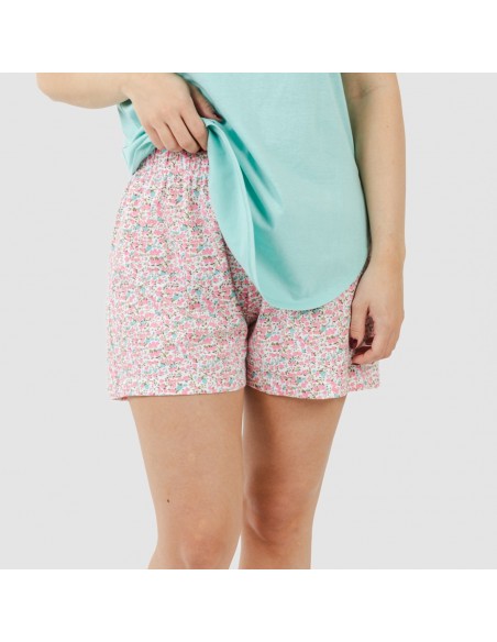 Pigiama corto canotta cotone Salima verde acqua Pigiama corto canotta cotone Salima verde acqua