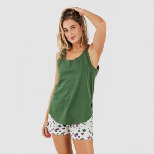 Pigiama corto canotta cotone Eire verde militare 2