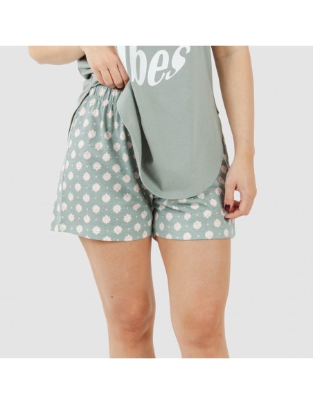 Pigiama corto canotta cotone Irati verde militare Pigiama corto canotta cotone Irati verde militare