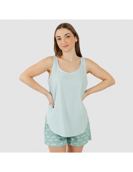 Pigiama corto canotta cotone Ponder turchese