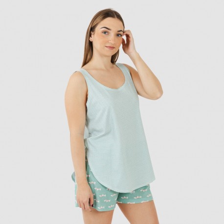 Pigiama corto canotta cotone Ponder turchese