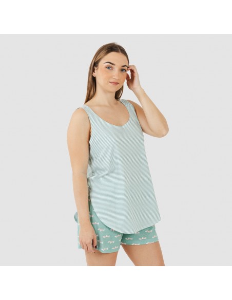 Pigiama corto canotta cotone Ponder turchese