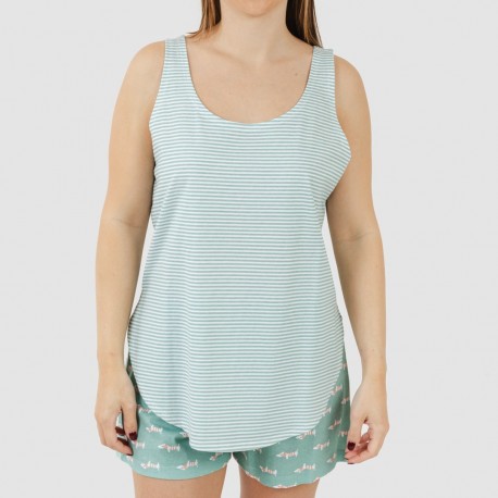 Pigiama corto canotta cotone Ponder turchese