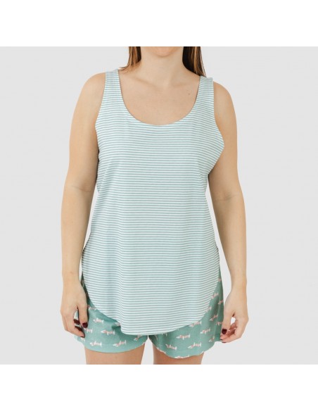 Pigiama corto canotta cotone Ponder turchese